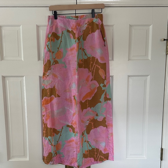 Luna Linen Wide-leg Pants - Aquarela
